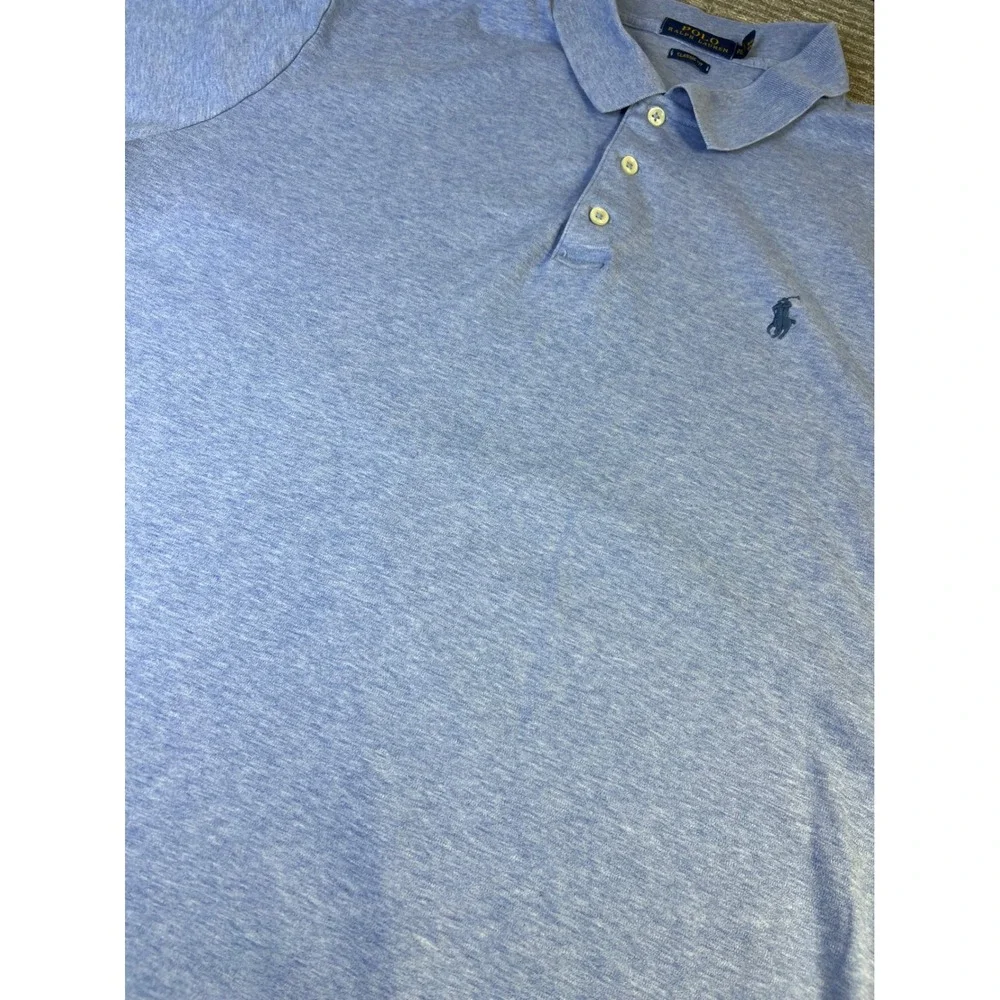 Polo Ralph Lauren Shirt Mens Classic Fit Heathered Blue Cotton Polo XL Pony